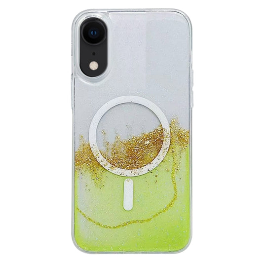 For iPhone XR Gilding MagSafe Hybrid Clear TPU Phone Case(Green) - More iPhone Cases by buy2fix | Online Shopping UK | buy2fix