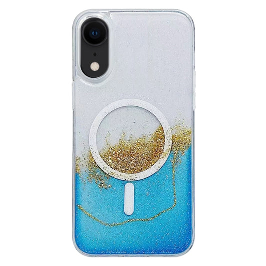 For iPhone XR Gilding MagSafe Hybrid Clear TPU Phone Case(Blue) - More iPhone Cases by buy2fix | Online Shopping UK | buy2fix