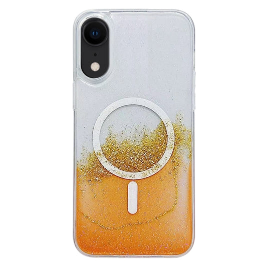 For iPhone XR Gilding MagSafe Hybrid Clear TPU Phone Case(Orange) - More iPhone Cases by buy2fix | Online Shopping UK | buy2fix