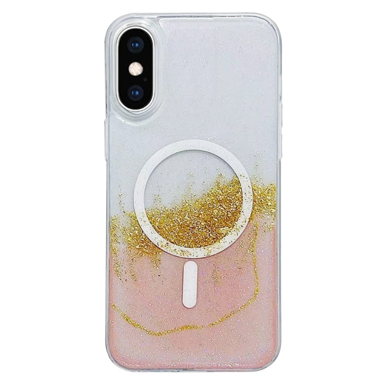 For iPhone XS Max Gilding MagSafe Hybrid Clear TPU Phone Case(Pink) - More iPhone Cases by buy2fix | Online Shopping UK | buy2fix
