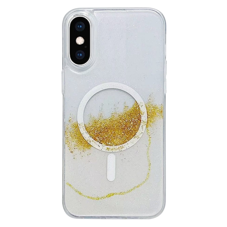 For iPhone XS Max Gilding MagSafe Hybrid Clear TPU Phone Case(White) - More iPhone Cases by buy2fix | Online Shopping UK | buy2fix