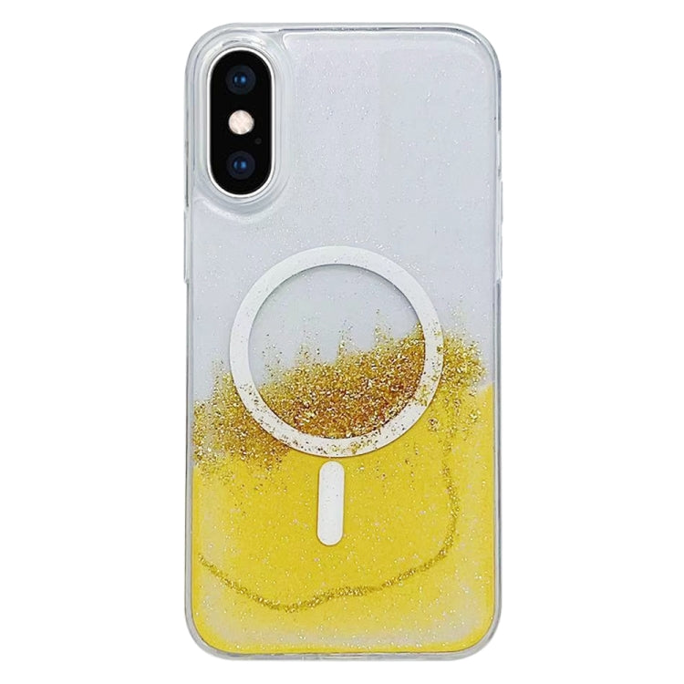 For iPhone XS Max Gilding MagSafe Hybrid Clear TPU Phone Case(Yellow) - More iPhone Cases by buy2fix | Online Shopping UK | buy2fix