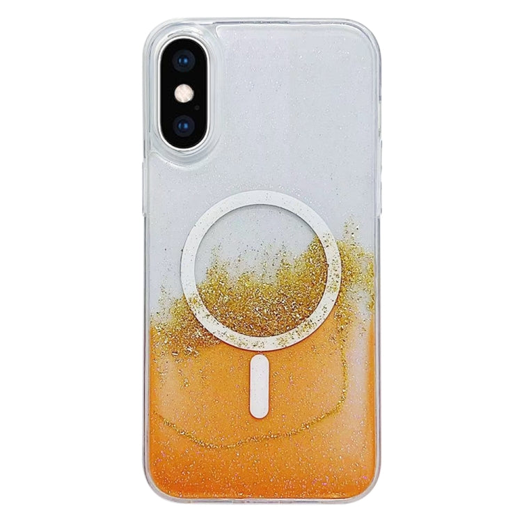 For iPhone XS Max Gilding MagSafe Hybrid Clear TPU Phone Case(Orange) - More iPhone Cases by buy2fix | Online Shopping UK | buy2fix