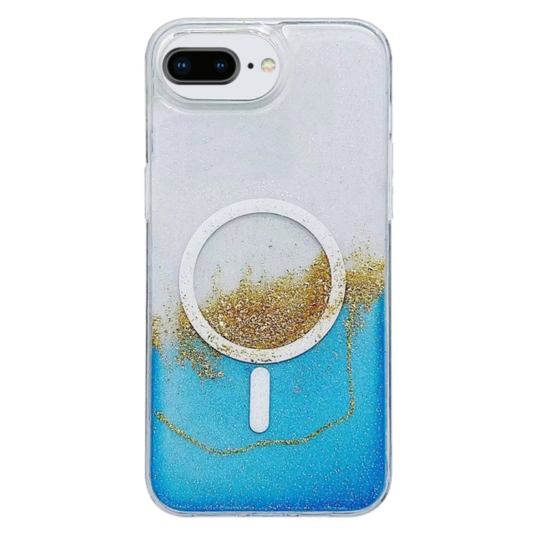 For iPhone 7 Plus / 8 Plus Gilding MagSafe Hybrid Clear TPU Phone Case(Blue) - More iPhone Cases by buy2fix | Online Shopping UK | buy2fix