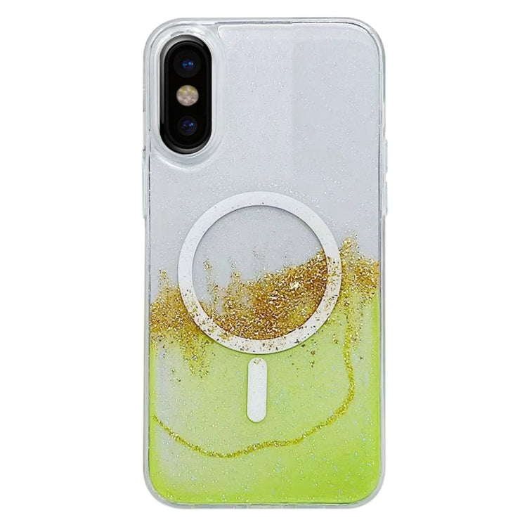 For iPhone X / XS Gilding MagSafe Hybrid Clear TPU Phone Case(Green) - More iPhone Cases by buy2fix | Online Shopping UK | buy2fix
