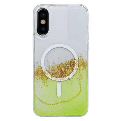 For iPhone X / XS Gilding MagSafe Hybrid Clear TPU Phone Case(Green) - More iPhone Cases by buy2fix | Online Shopping UK | buy2fix