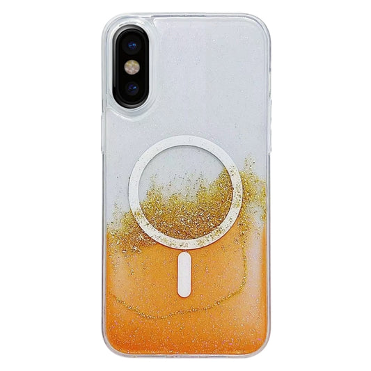 For iPhone X / XS Gilding MagSafe Hybrid Clear TPU Phone Case(Orange) - More iPhone Cases by buy2fix | Online Shopping UK | buy2fix