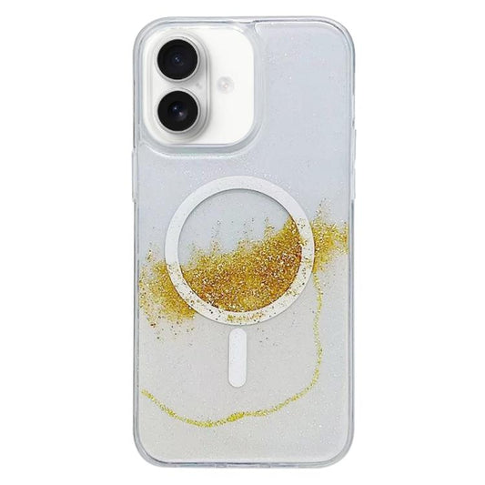 For iPhone 16 Gilding MagSafe Hybrid Clear TPU Phone Case(White) - iPhone 16 Cases by buy2fix | Online Shopping UK | buy2fix