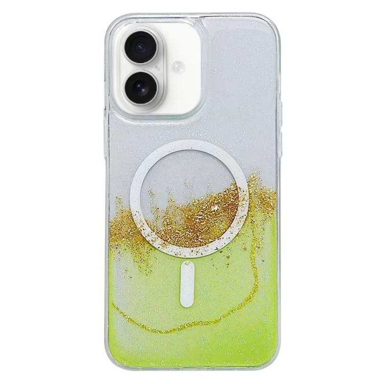 For iPhone 16 Gilding MagSafe Hybrid Clear TPU Phone Case(Green) - iPhone 16 Cases by buy2fix | Online Shopping UK | buy2fix