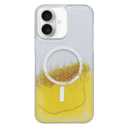 For iPhone 16 Gilding MagSafe Hybrid Clear TPU Phone Case(Yellow) - iPhone 16 Cases by buy2fix | Online Shopping UK | buy2fix