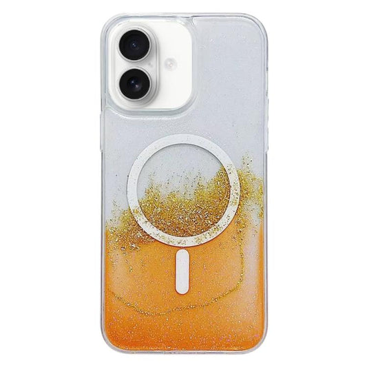 For iPhone 16 Gilding MagSafe Hybrid Clear TPU Phone Case(Orange) - iPhone 16 Cases by buy2fix | Online Shopping UK | buy2fix