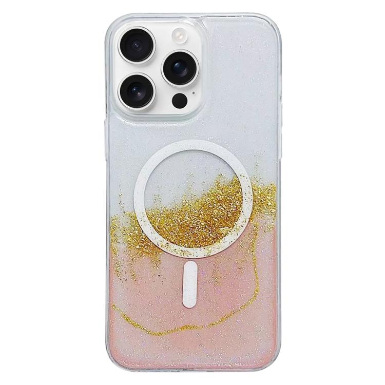 For iPhone 16 Pro Max Gilding MagSafe Hybrid Clear TPU Phone Case(Pink) - iPhone 16 Pro Max Cases by buy2fix | Online Shopping UK | buy2fix