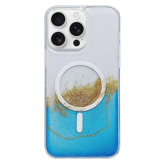 For iPhone 16 Pro Max Gilding MagSafe Hybrid Clear TPU Phone Case(Blue) - iPhone 16 Pro Max Cases by buy2fix | Online Shopping UK | buy2fix