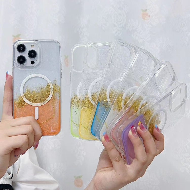 For iPhone 16 Gilding MagSafe Hybrid Clear TPU Phone Case(Yellow) - iPhone 16 Cases by buy2fix | Online Shopping UK | buy2fix