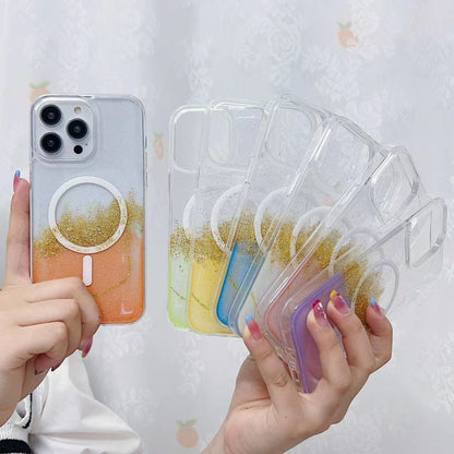 For iPhone X / XS Gilding MagSafe Hybrid Clear TPU Phone Case(Green) - More iPhone Cases by buy2fix | Online Shopping UK | buy2fix