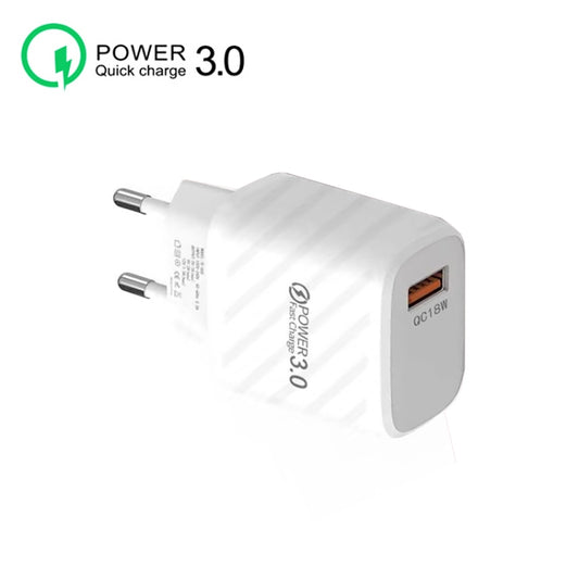 TE-005 USB3.0 QC3.0 18W 3A Interface Mobile Phone Fast Charger, EU Plug(White) by buy2fix