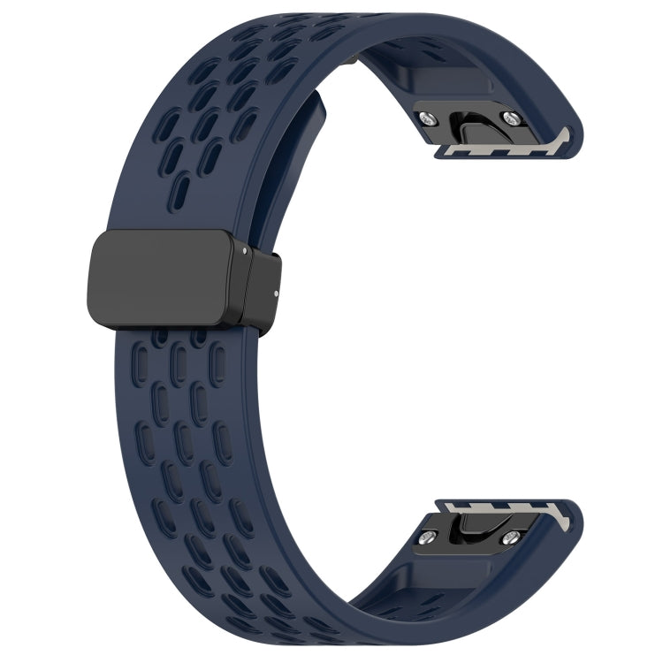 For Garmin Fenix 7S Pro 42mm 20mm Folding Buckle Hole Silicone Watch Band(Midnight Blue) - Watch Bands by buy2fix | Online Shopping UK | buy2fix