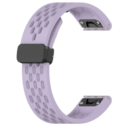 For Garmin Fenix 7S Sapphire Solar 20mm Folding Buckle Hole Silicone Watch Band(Purple) - Watch Bands by buy2fix | Online Shopping UK | buy2fix