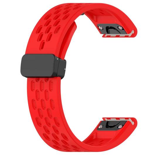 For Garmin Instinct 2S Hole Folding Buckle 20mm Silicone Watch Band(Red) by buy2fix