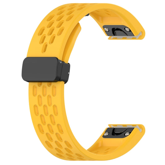 For Garmin Instinct 2S Hole Folding Buckle 20mm Silicone Watch Band(Yellow) by buy2fix