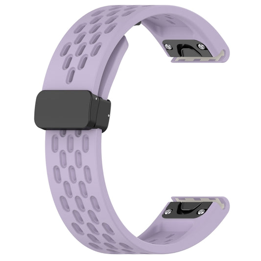 For Garmin Fenix 6S Hole Folding Buckle 20mm Silicone Watch Band(Purple) by buy2fix