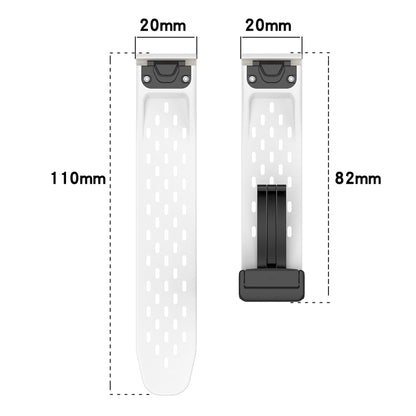 For Garmin Fenix 6S 20mm Folding Buckle Hole Silicone Watch Band(White) - Watch Bands by buy2fix | Online Shopping UK | buy2fix