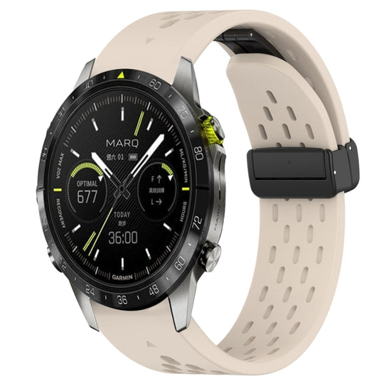 For Garmin Epix Pro Gen 2 47mm Quick Release Holes Magnetic Buckle Silicone Watch Band(Starlight Color)
