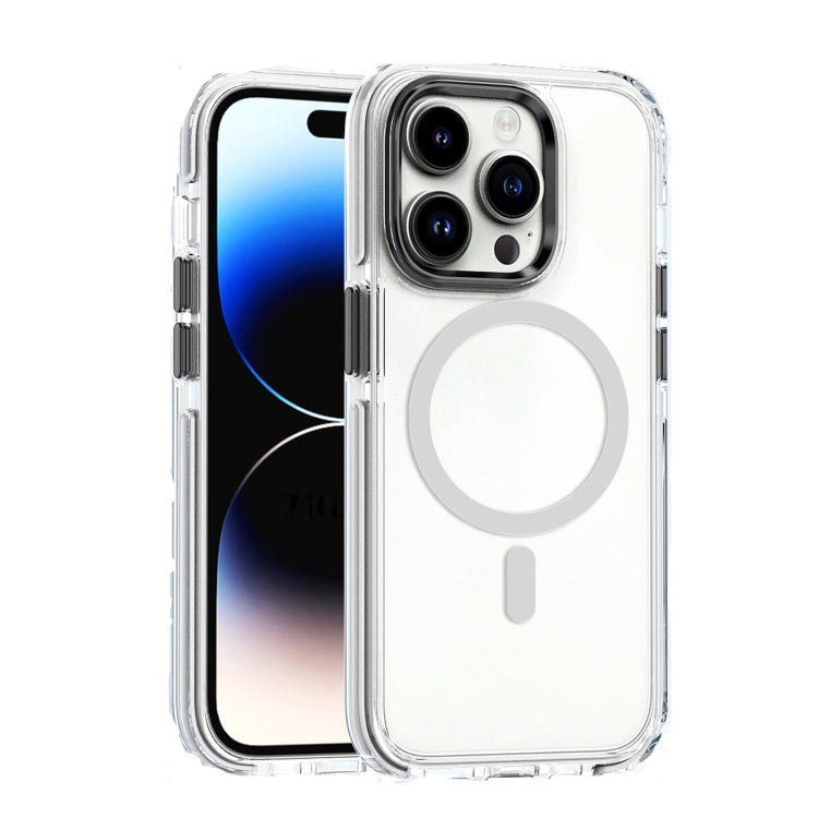 For iPhone 14 Pro Dual-color MagSafe TPU Hybrid Clear PC Shockproof Phone Case(White) - iPhone 14 Pro Cases by buy2fix | Online Shopping UK | buy2fix