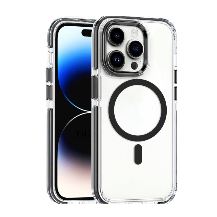 For iPhone 14 Pro Max Dual-color MagSafe TPU Hybrid Clear PC Shockproof Phone Case(Black) - iPhone 14 Pro Max Cases by buy2fix | Online Shopping UK | buy2fix