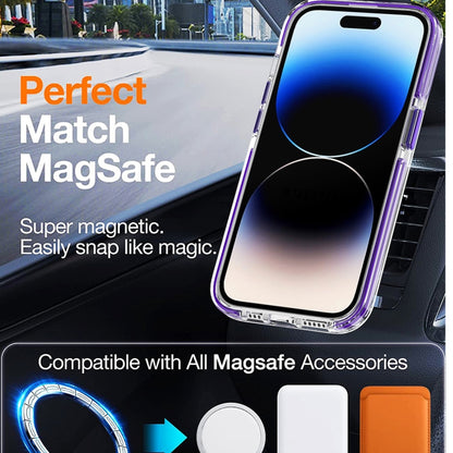 For iPhone 15 Dual-color MagSafe TPU Hybrid Clear PC Shockproof Phone Case(Black) - iPhone 15 Cases by buy2fix | Online Shopping UK | buy2fix