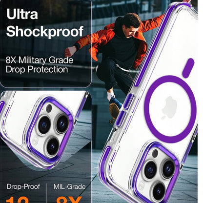 For iPhone 15 Dual-color MagSafe TPU Hybrid Clear PC Shockproof Phone Case(Black) - iPhone 15 Cases by buy2fix | Online Shopping UK | buy2fix