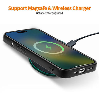 For iPhone 15 Pro ENKAY Fiber Leather Skin PC Phone Case with High Aluminum-silicon Glass Film(Black) - iPhone 15 Pro Cases by ENKAY | Online Shopping UK | buy2fix