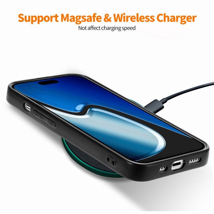 For iPhone 14 ENKAY Fiber Leather Skin PC Phone Case with High Aluminum-silicon Glass Film(Green) - iPhone 14 Cases by ENKAY | Online Shopping UK | buy2fix