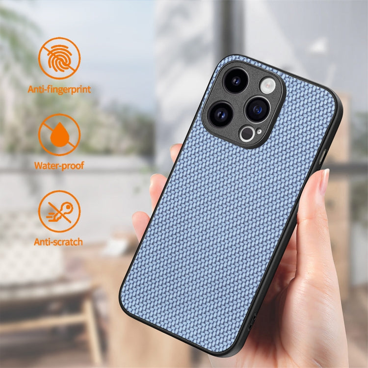 For iPhone 14 Pro Max ENKAY Fiber Leather Skin PC Phone Case with High Aluminum-silicon Glass Film(Blue) - iPhone 14 Pro Max Cases by ENKAY | Online Shopping UK | buy2fix