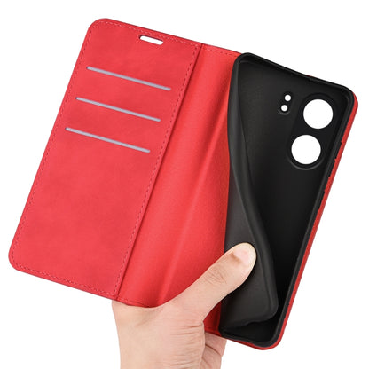 For Xiaomi Redmi 13C Retro-skin Magnetic Suction Leather Phone Case(Red) - 13C Cases by buy2fix | Online Shopping UK | buy2fix