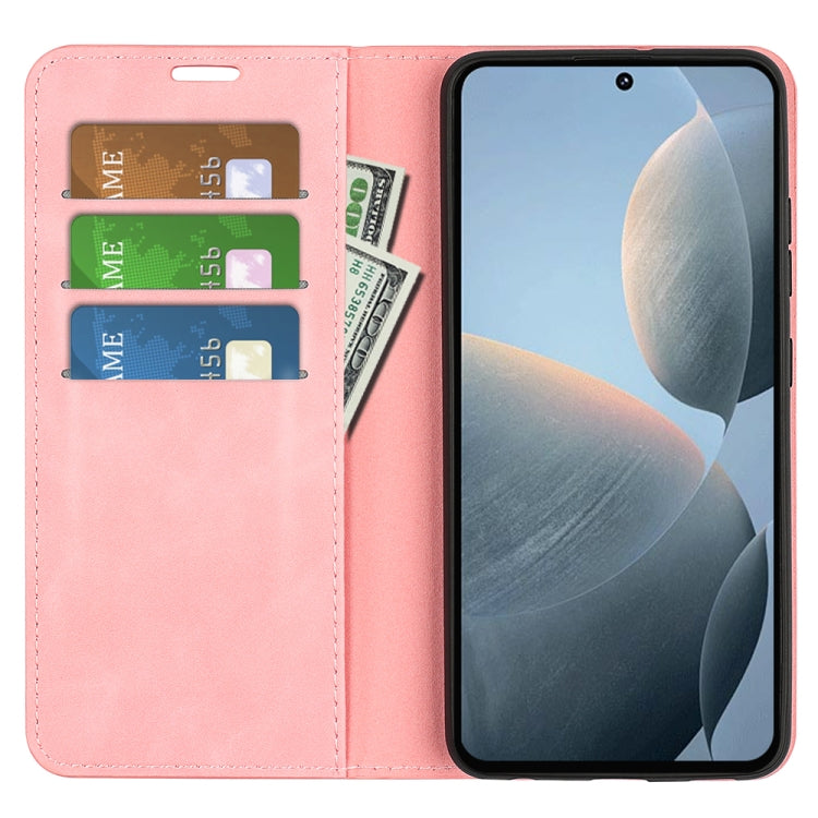 For Xiaomi Redmi K70E Retro-skin Magnetic Suction Leather Phone Case(Pink) - K70E Cases by buy2fix | Online Shopping UK | buy2fix