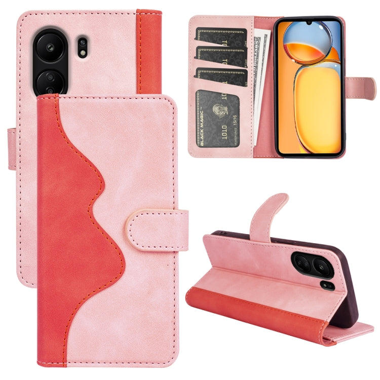 For Xiaomi Redmi 13C Stitching Horizontal Flip Leather Phone Case(Red) - 13C Cases by buy2fix | Online Shopping UK | buy2fix