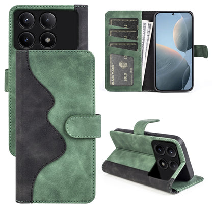 For Xiaomi Redmi K70E Stitching Horizontal Flip Leather Phone Case(Green) - K70E Cases by buy2fix | Online Shopping UK | buy2fix