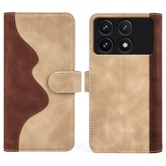 For Xiaomi Redmi K70 Stitching Horizontal Flip Leather Phone Case(Yellow) by buy2fix