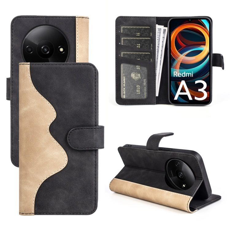 For Xiaomi Redmi A3 Stitching Horizontal Flip Leather Phone Case(Black) - Xiaomi Cases by buy2fix | Online Shopping UK | buy2fix