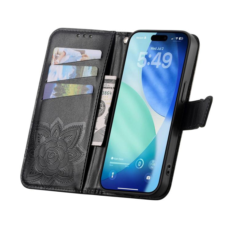 For iPhone Air Butterfly Love Flower Embossed Leather Phone Case(Black) - iPhone Air Cases by buy2fix | Online Shopping UK | buy2fix