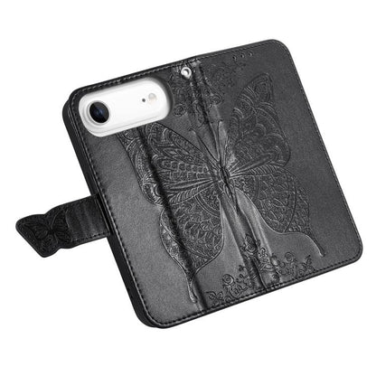For iPhone Air Butterfly Love Flower Embossed Leather Phone Case(Black) - iPhone Air Cases by buy2fix | Online Shopping UK | buy2fix