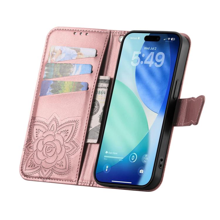 For iPhone Air Butterfly Love Flower Embossed Leather Phone Case(Rose Gold) - iPhone Air Cases by buy2fix | Online Shopping UK | buy2fix