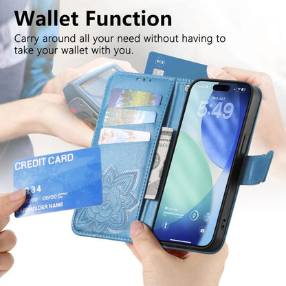 For iPhone Air Butterfly Love Flower Embossed Leather Phone Case(Blue) - iPhone Air Cases by buy2fix | Online Shopping UK | buy2fix