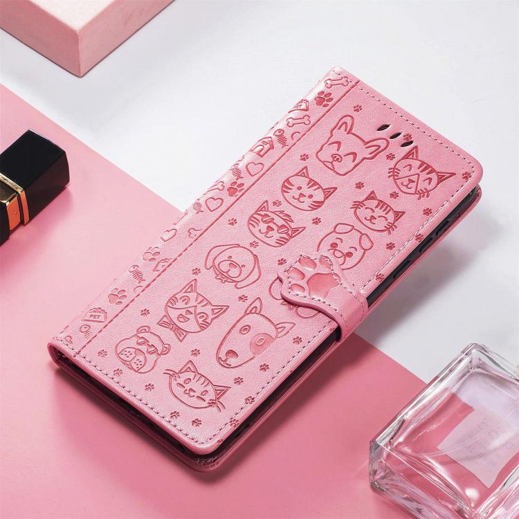 For iPhone Air Cat and Dog Embossed Leather Phone Case(Pink) - iPhone Air Cases by buy2fix | Online Shopping UK | buy2fix