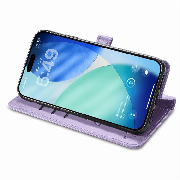 For iPhone Air Cat and Dog Embossed Leather Phone Case(Purple) - iPhone Air Cases by buy2fix | Online Shopping UK | buy2fix