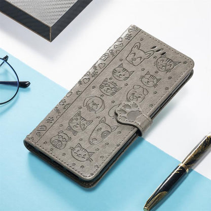 For iPhone Air Cat and Dog Embossed Leather Phone Case(Gray) - iPhone Air Cases by buy2fix | Online Shopping UK | buy2fix