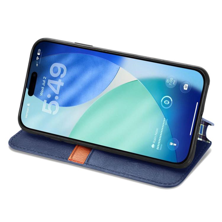 For iPhone Air Cubic Grid Pressed Magnetic Leather Phone Case(Blue) - iPhone Air Cases by buy2fix | Online Shopping UK | buy2fix