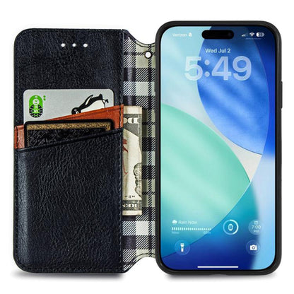 For iPhone Air Cubic Grid Pressed Magnetic Leather Phone Case(Black) - iPhone Air Cases by buy2fix | Online Shopping UK | buy2fix