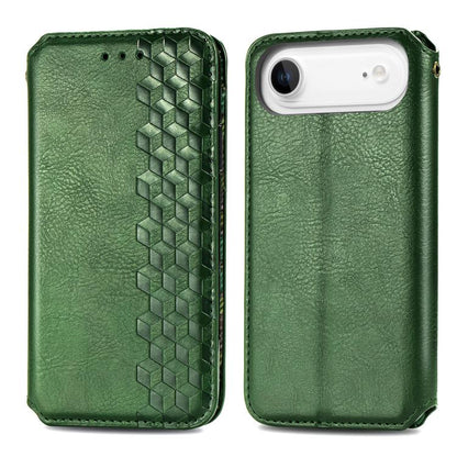 For iPhone Air Cubic Grid Pressed Magnetic Leather Phone Case(Green) - iPhone Air Cases by buy2fix | Online Shopping UK | buy2fix